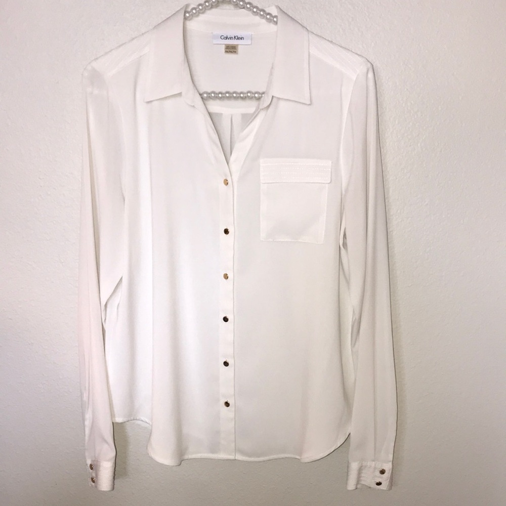 Calvin Klein Long Sleeve White Blouse